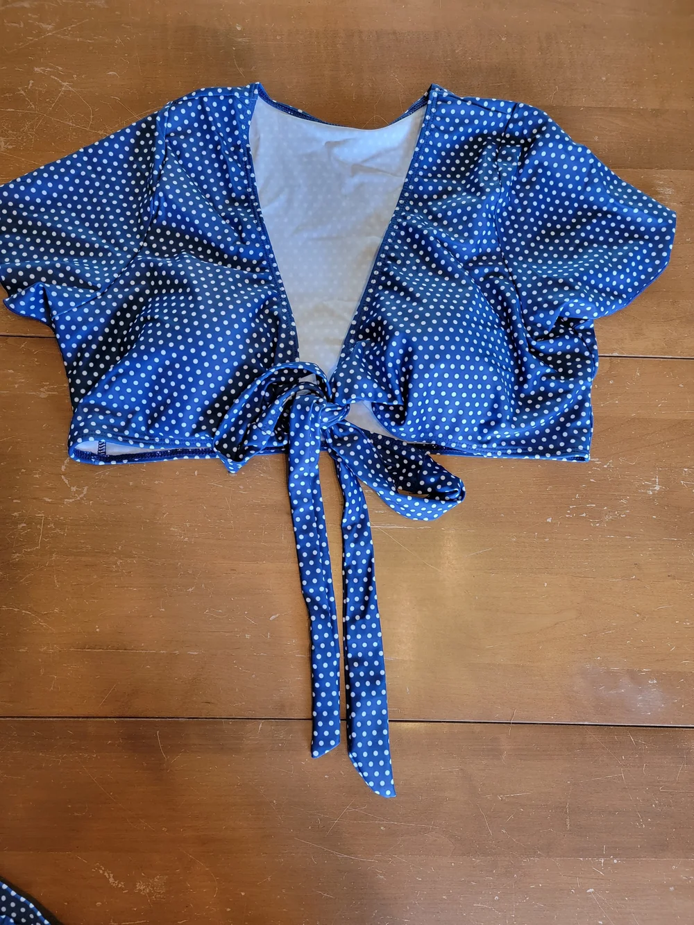 Navy Polka Dot Adjustable Tie-Front Bikini Set Size 16 NWT